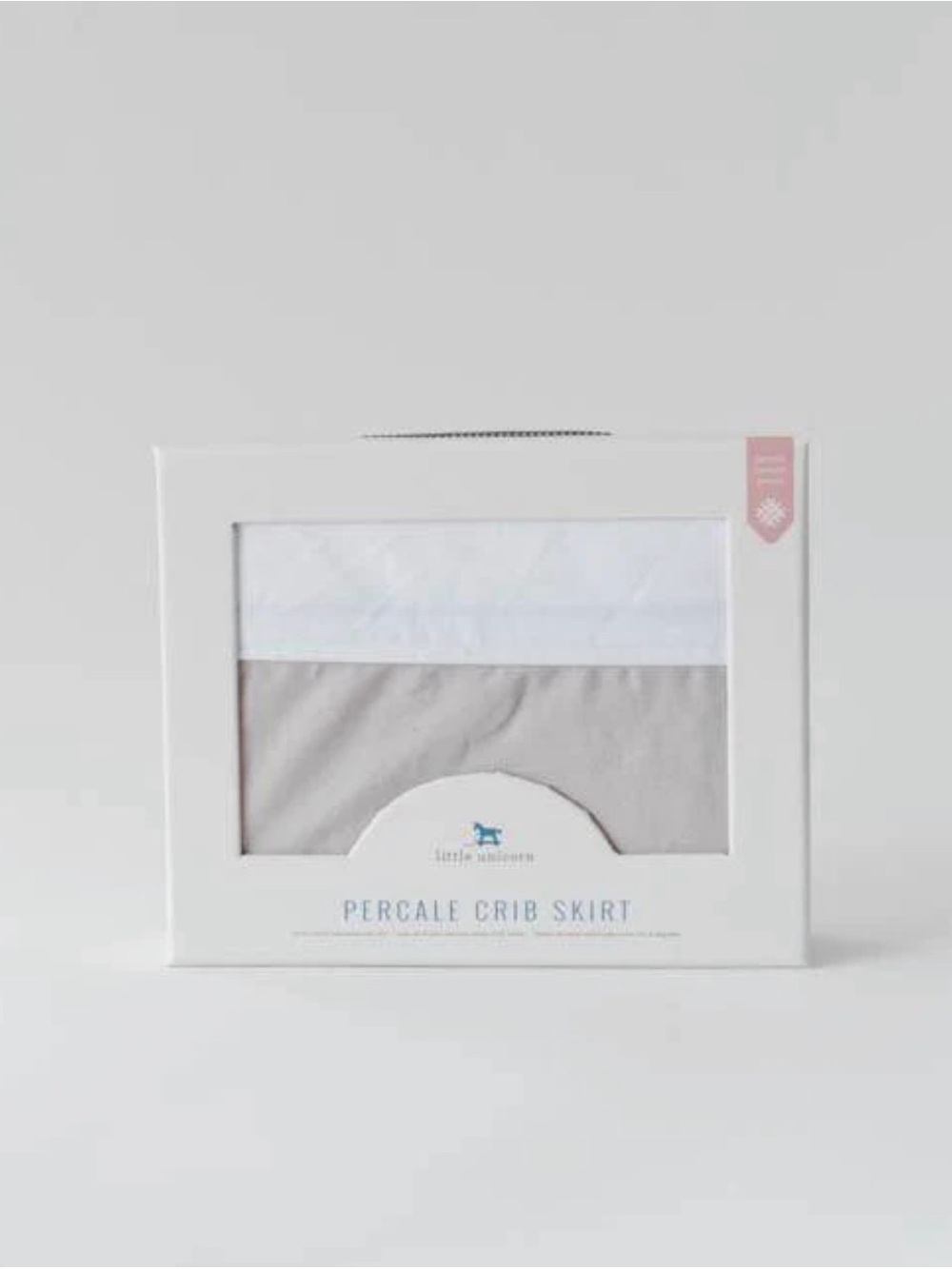 Like New Little Unicorn Percale Crib Skirt in Warm Gray